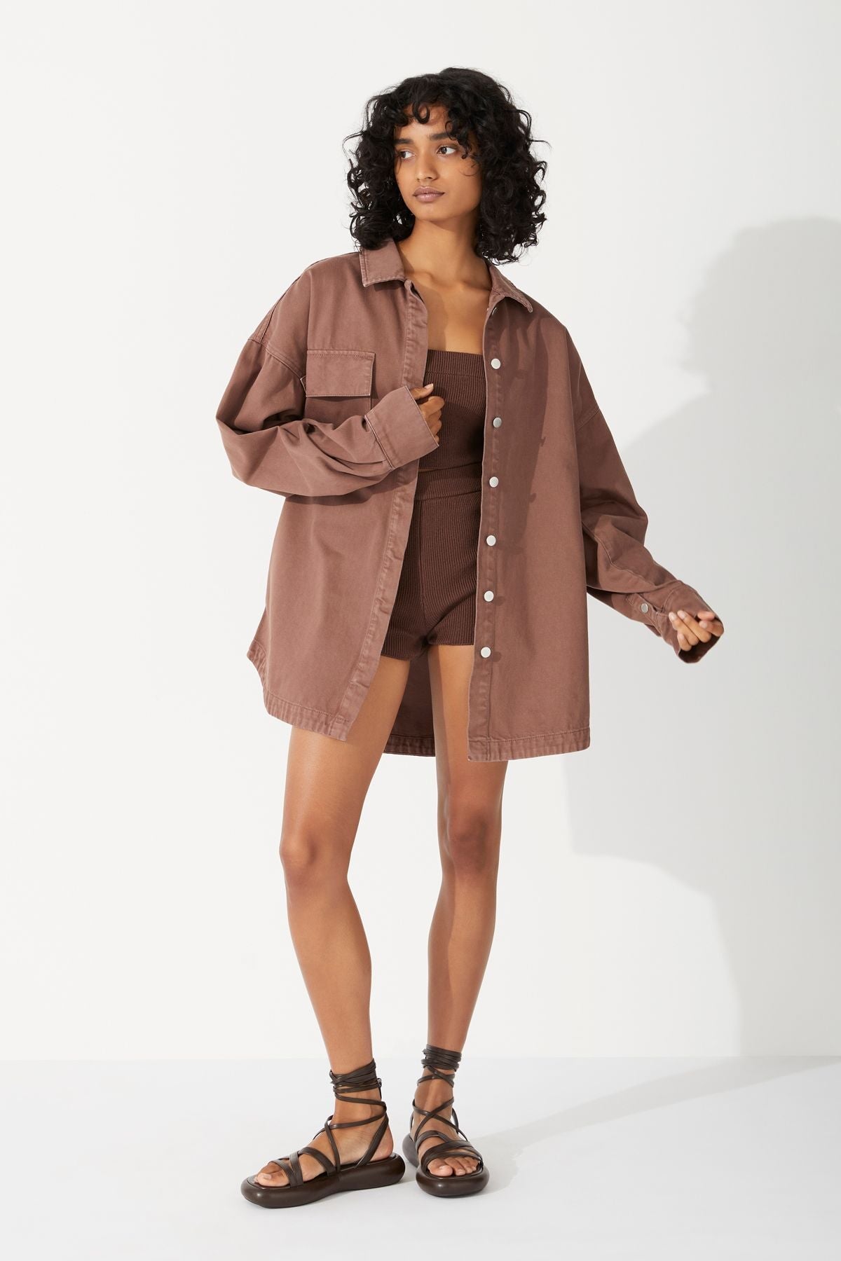 CHOCOLATE RECYCLED COTTON JACKET-CHOCOLATE Jackets Zulu and Zephyr 6 Chocolate
