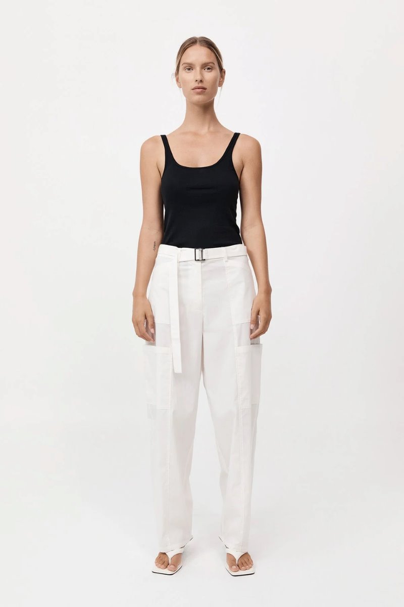 ORGANIC COTTON SLIM SCOOP TANK-JET BLACK Tops ST AGNI