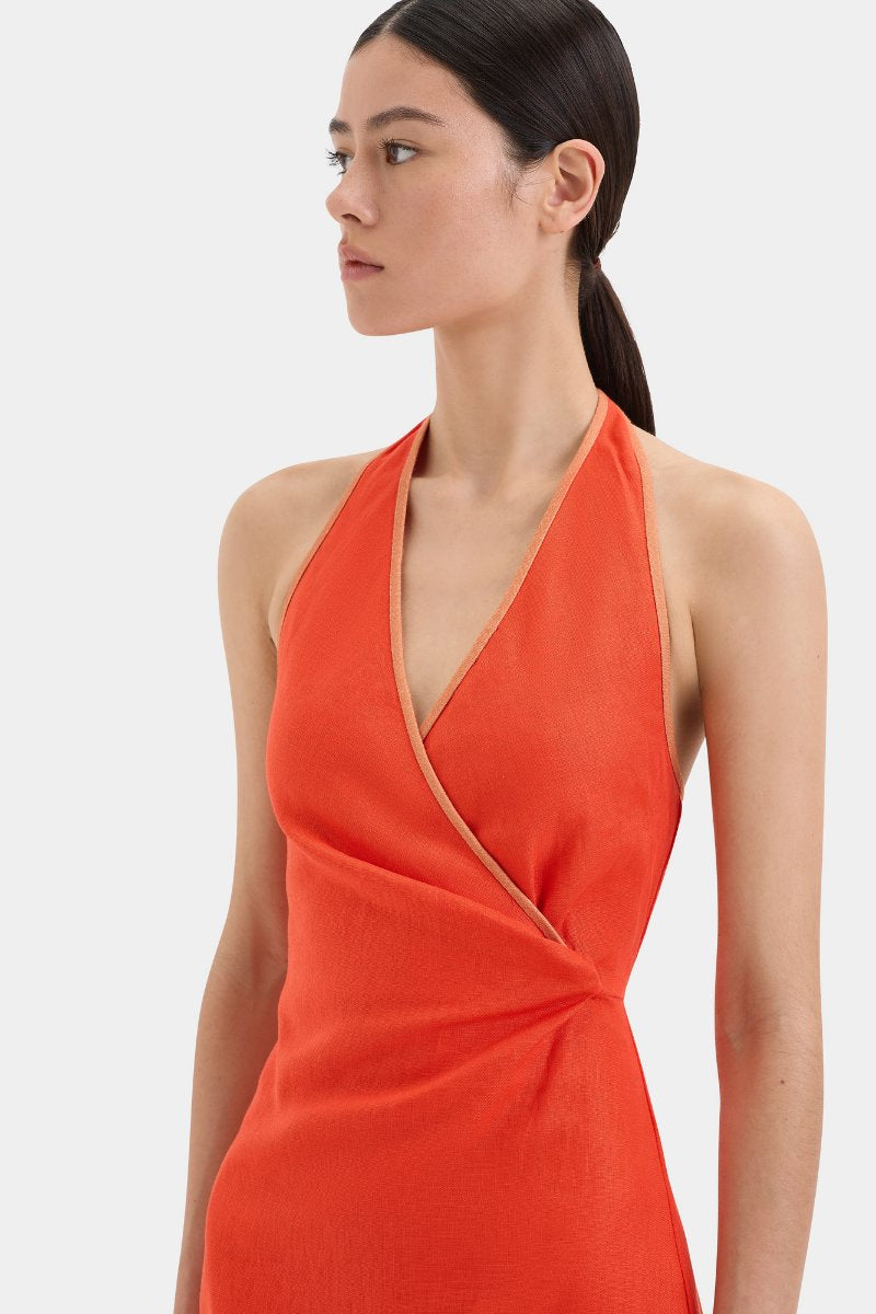 PANETTONE TWIST MIDI DRESS-TANGERINE Midi Dress SIR.