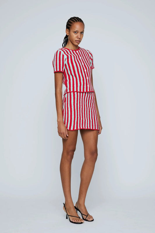 ZIG ZAG CROCHET SKIRT-HONEYDEW/RED Skirts Wynn Hamlyn