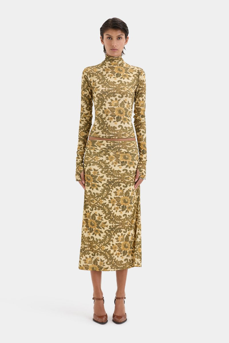 AVENTINE LONG SLEEVE TOP-OLIVE FILIGREE Tops SIR.