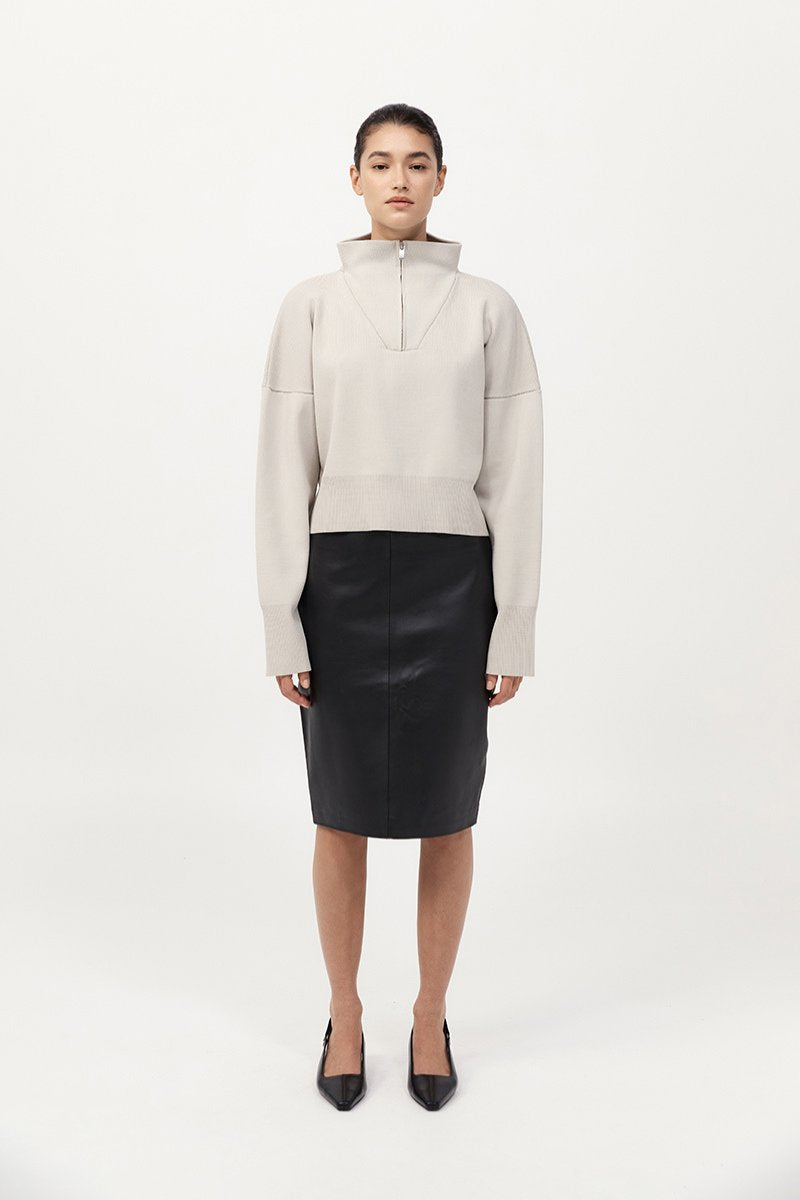 MILANO KNIT ZIP JUMPER-SILVER Knitwear ST AGNI
