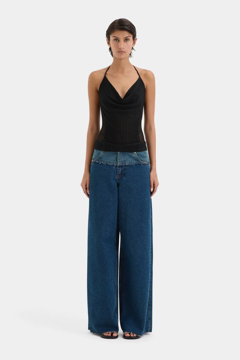 LUNA WIDE LEG JEAN-WASHED INDIGO Denim SIR.