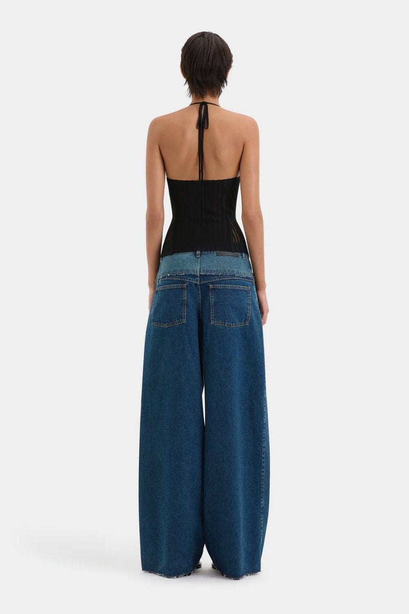 LUNA WIDE LEG JEAN-WASHED INDIGO Denim SIR.
