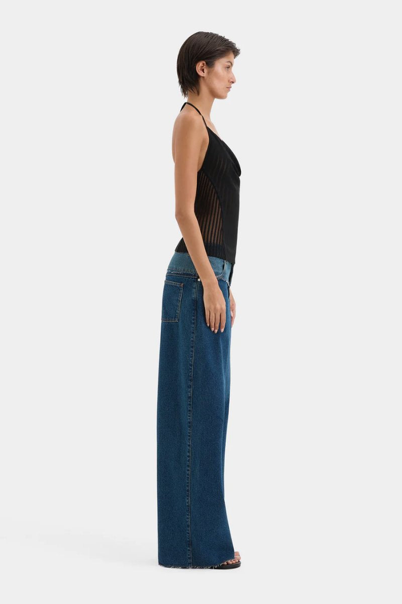 LUNA WIDE LEG JEAN-WASHED INDIGO Denim SIR.