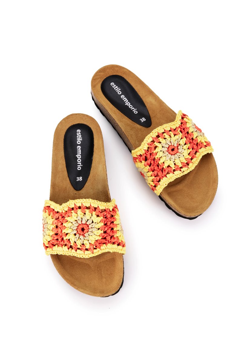 LAZE SLIDE-YELLOW/TANGERINE Sandals Estilo Emporio