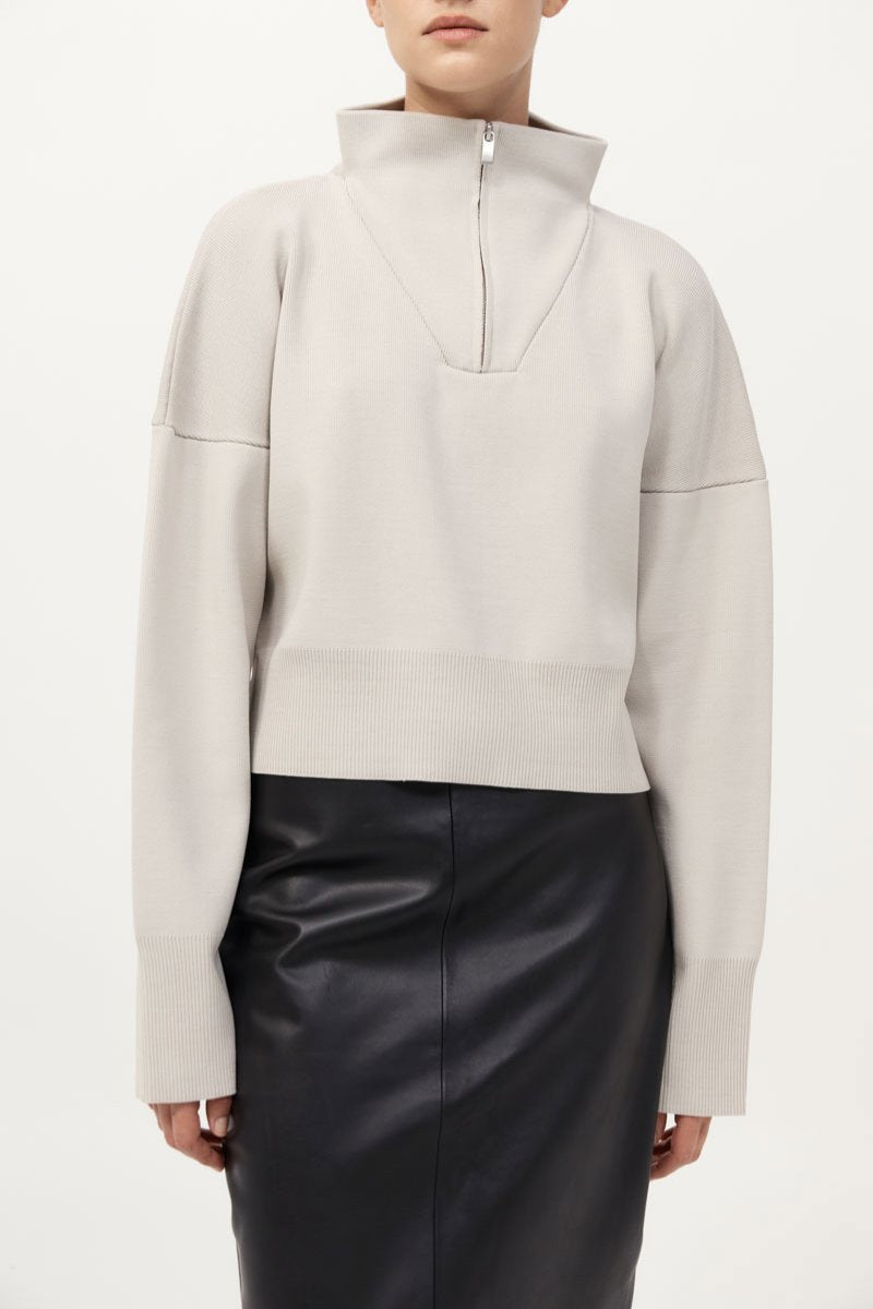 MILANO KNIT ZIP JUMPER-SILVER Knitwear ST AGNI