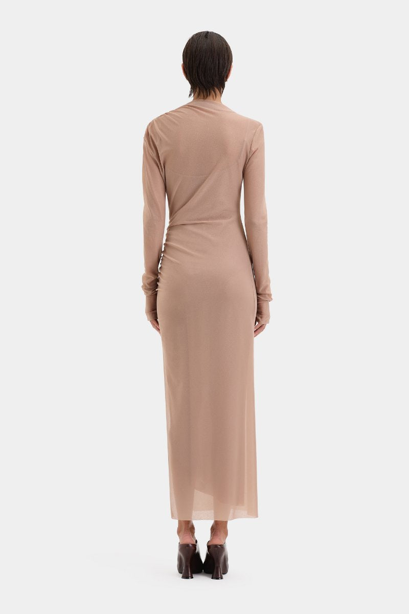 RUBY DRAPED GOWN-LIGHT TAN Midi Dress SIR.