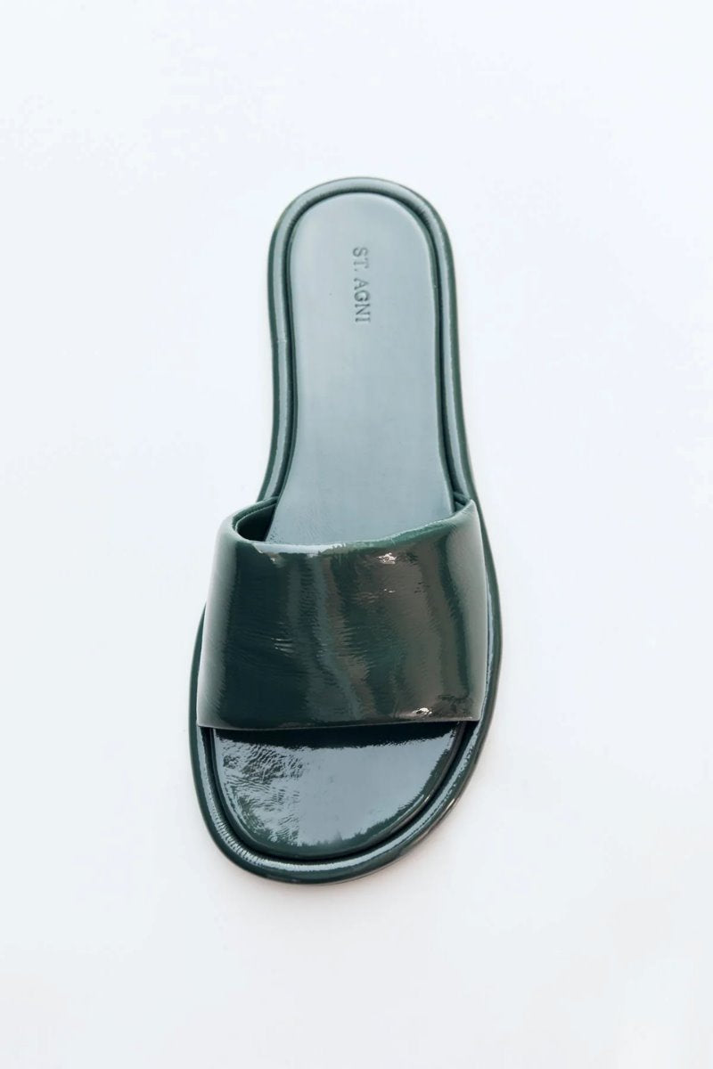 SOFT SLIPPER-PATENT DEEP GREEN Sandals ST AGNI