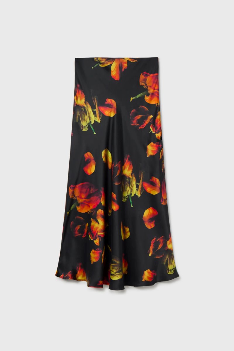 LONG BIAS CUT SKIRT-TULIPA BLACK Skirts Silk Laundry