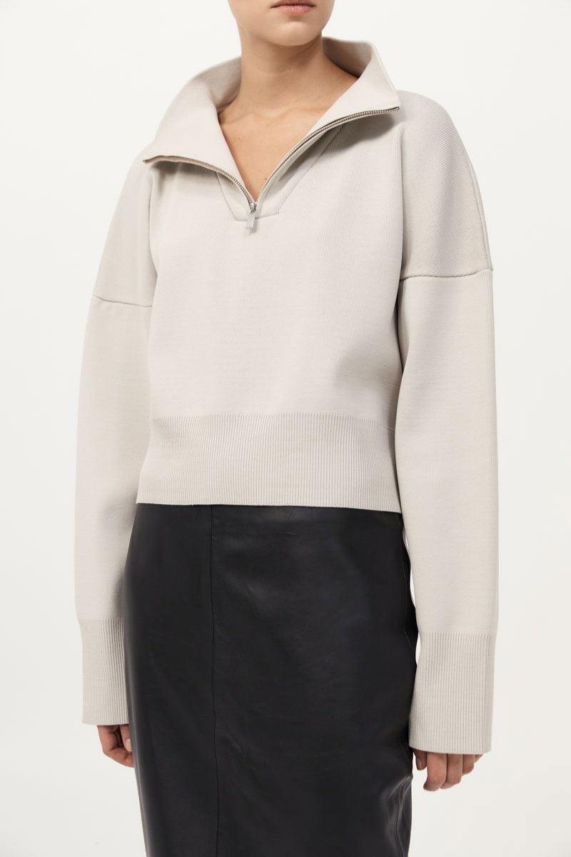 MILANO KNIT ZIP JUMPER-SILVER Knitwear ST AGNI