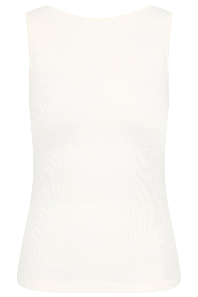 RIB BATEAU CUT OUT TOP-WHITE Tops ST AGNI