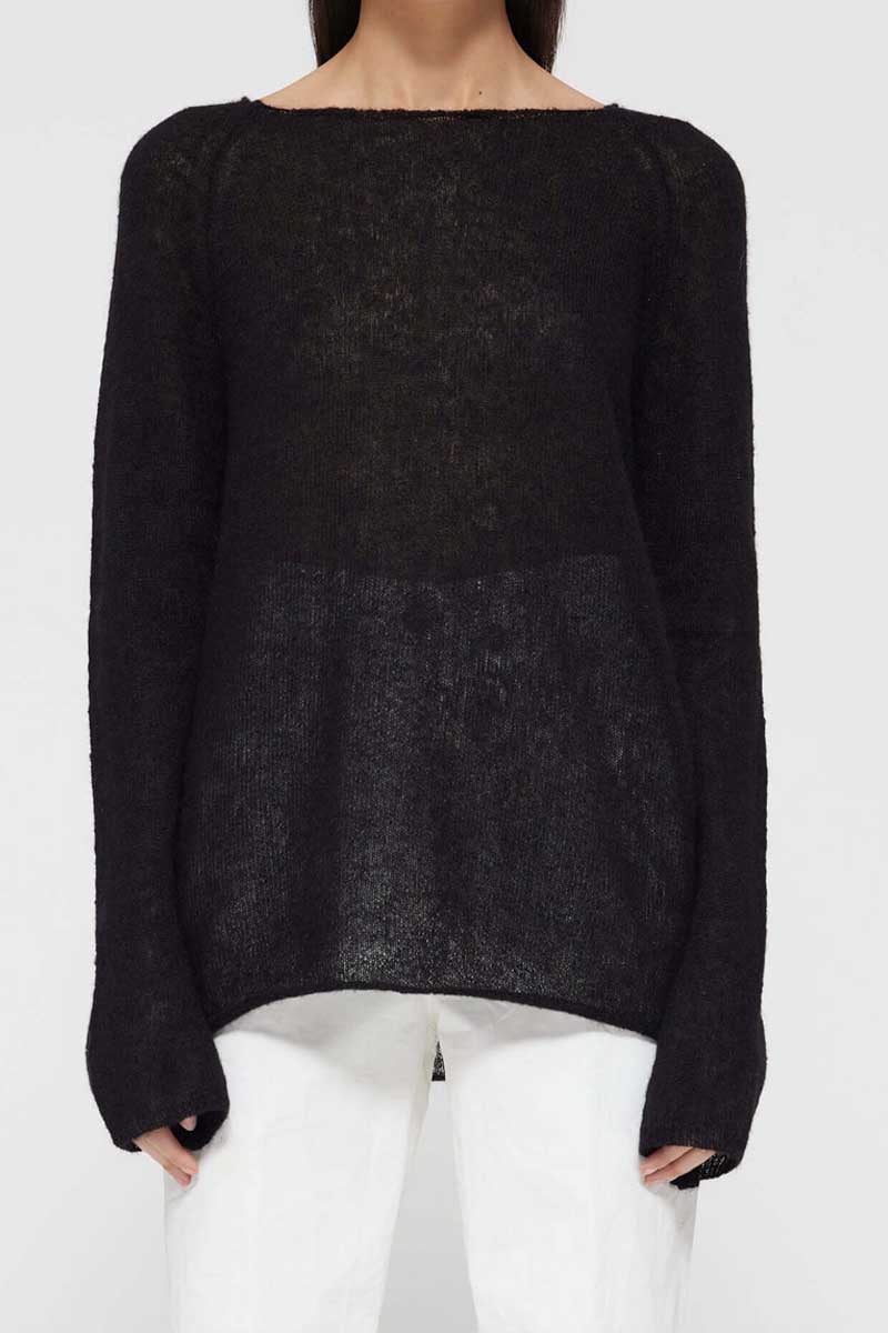 LAYERING OPEN KNITTED TOP-NOIR Sweats Róhe