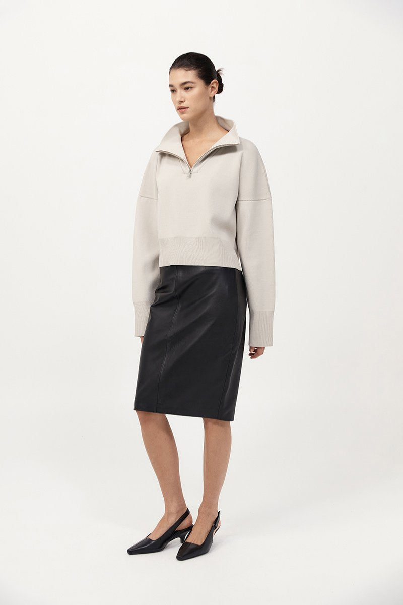 MILANO KNIT ZIP JUMPER-SILVER Knitwear ST AGNI