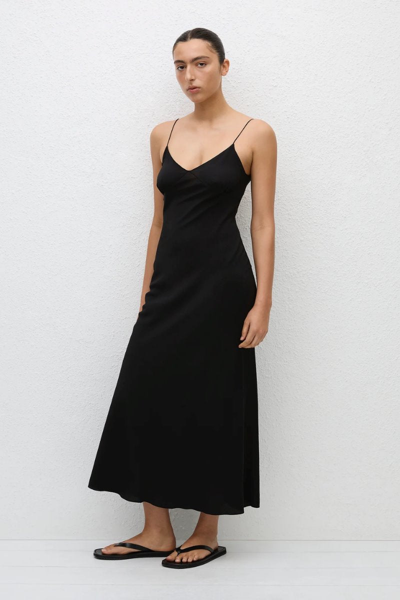LOW BACK SLIP DRESS-BLACK Maxi Dress Matteau