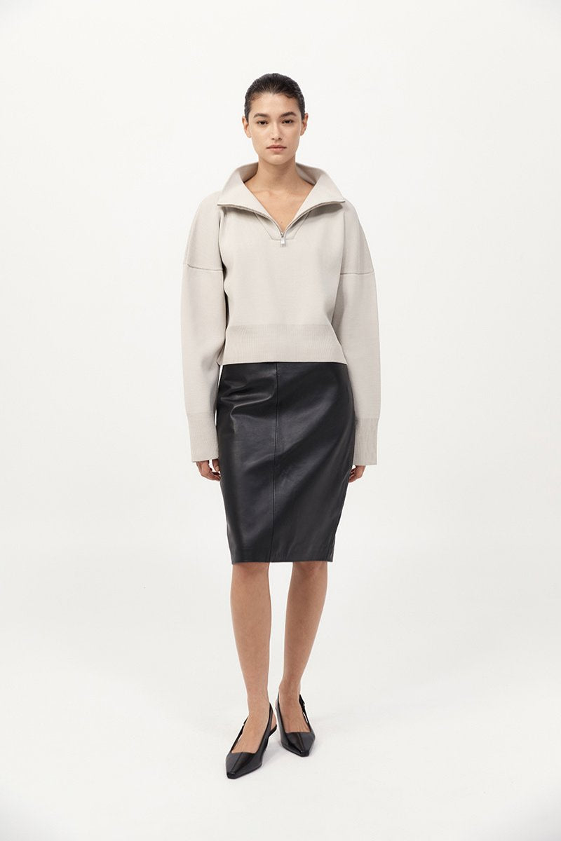 MILANO KNIT ZIP JUMPER-SILVER Knitwear ST AGNI