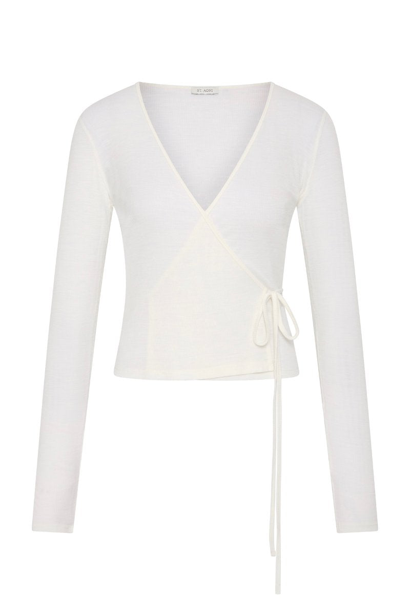 BABY WOOL WRAP TOP-OFF WHITE Knitwear ST AGNI