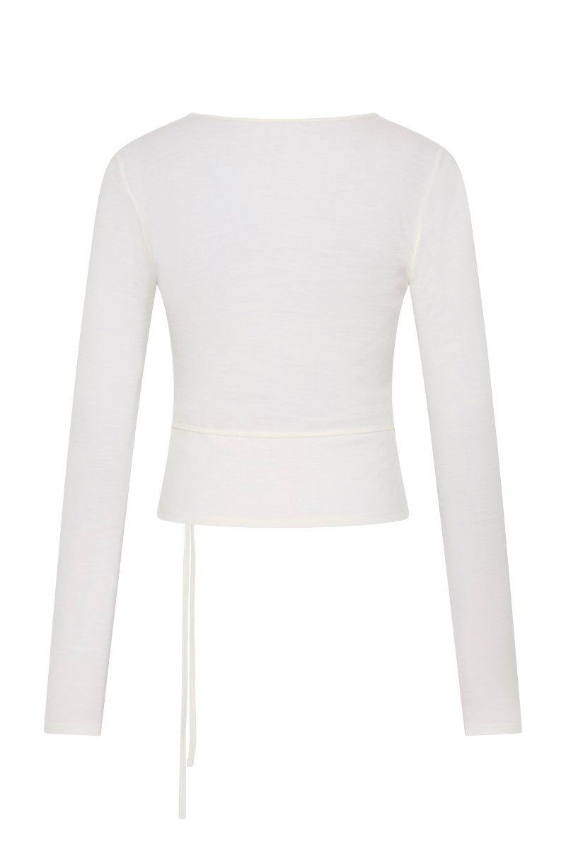 BABY WOOL WRAP TOP-OFF WHITE Knitwear ST AGNI