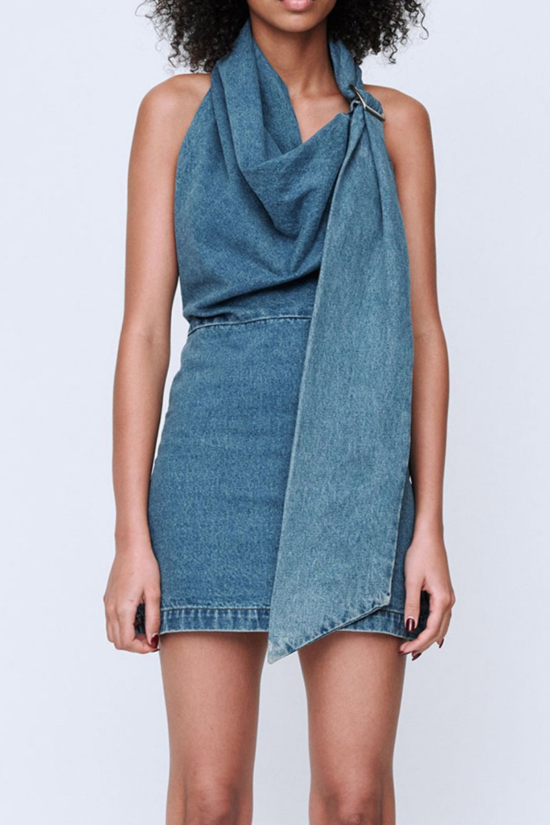 CATHERINE DENIM DRESS-WASHED MID BLUE Mini Dress Wynn Hamlyn