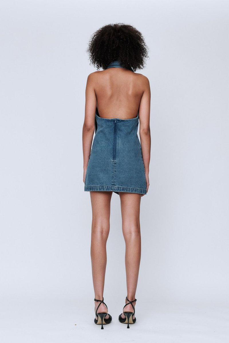 CATHERINE DENIM DRESS-WASHED MID BLUE Mini Dress Wynn Hamlyn
