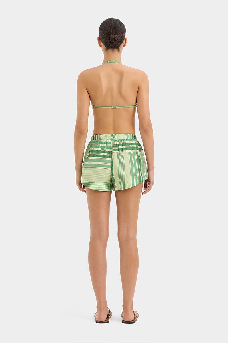 MARISOL CORDED SHORT-GREEN PATCHWORK STRIPE Shorts SIR.