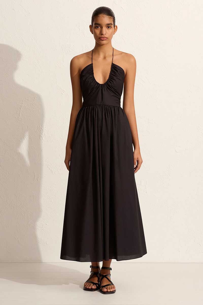 DRAWCORD HALTER SUNDRESS-BLACK Dress Matteau 1 Black
