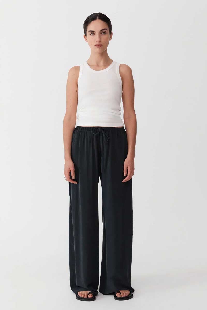 RELAXED SILK PANTS-WASHED BLACK Pants ST AGNI
