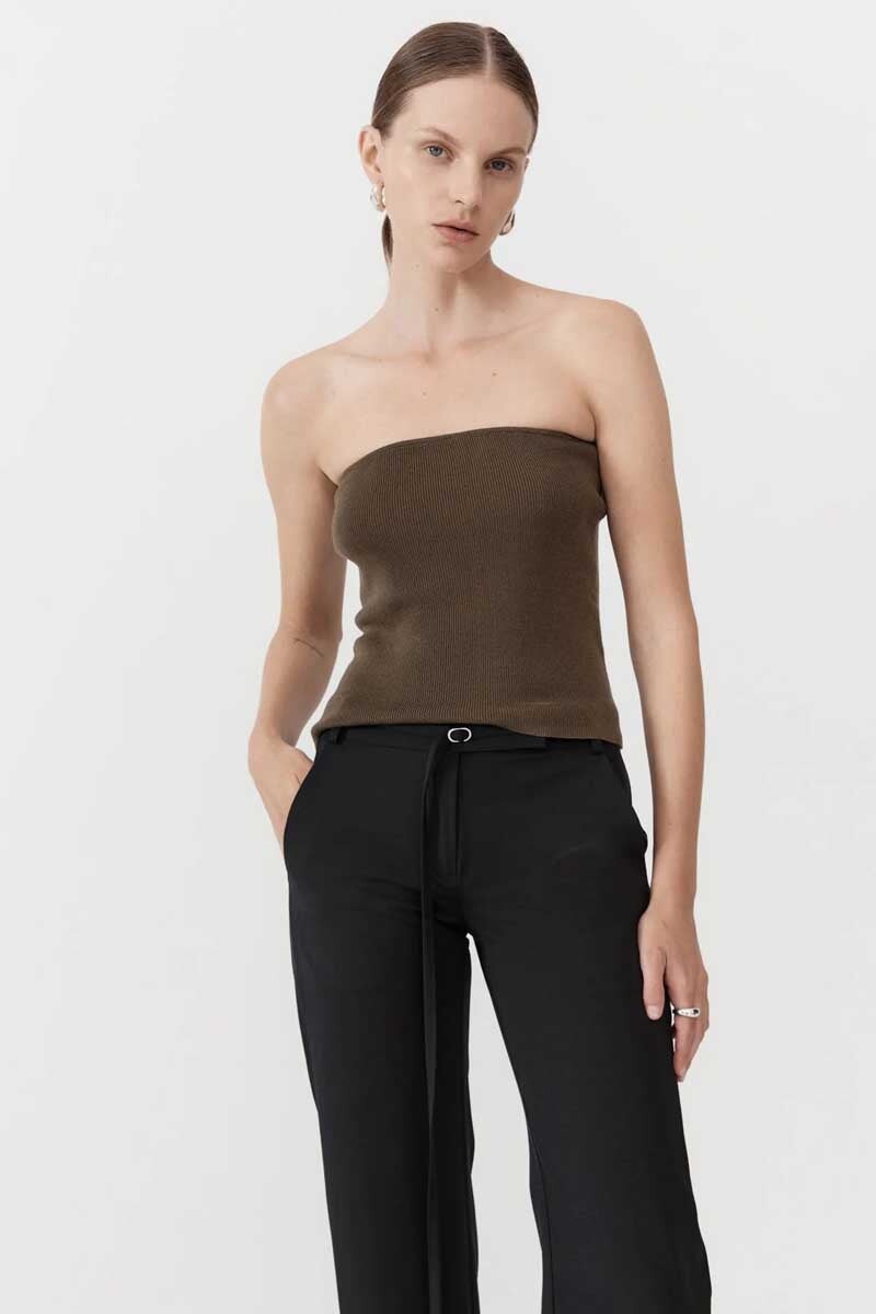 90S STRAPLESS KNIT TOP-KELP Knitwear ST AGNI