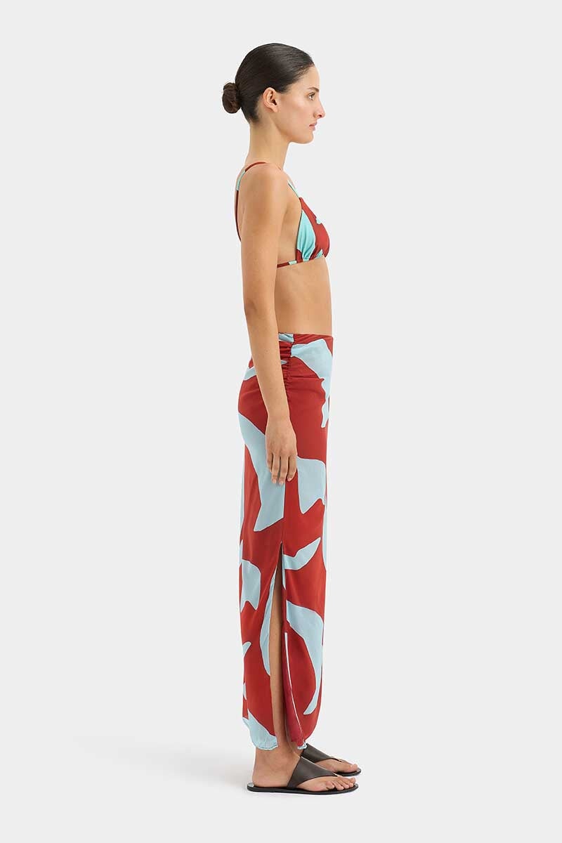 FRANKIE GATHERED MIDI SKIRT-RUBY REFLECTION Skirts SIR.