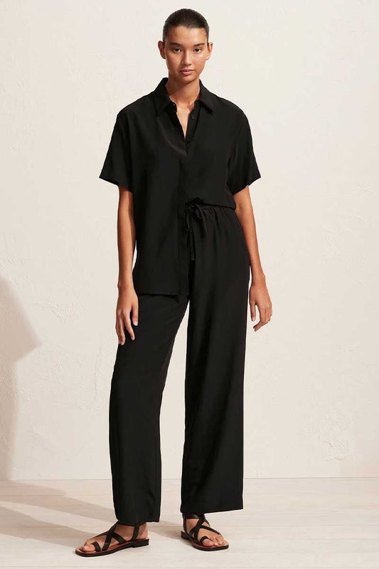 SHORT SLEEVE SHIRT-BLACK Tops Matteau