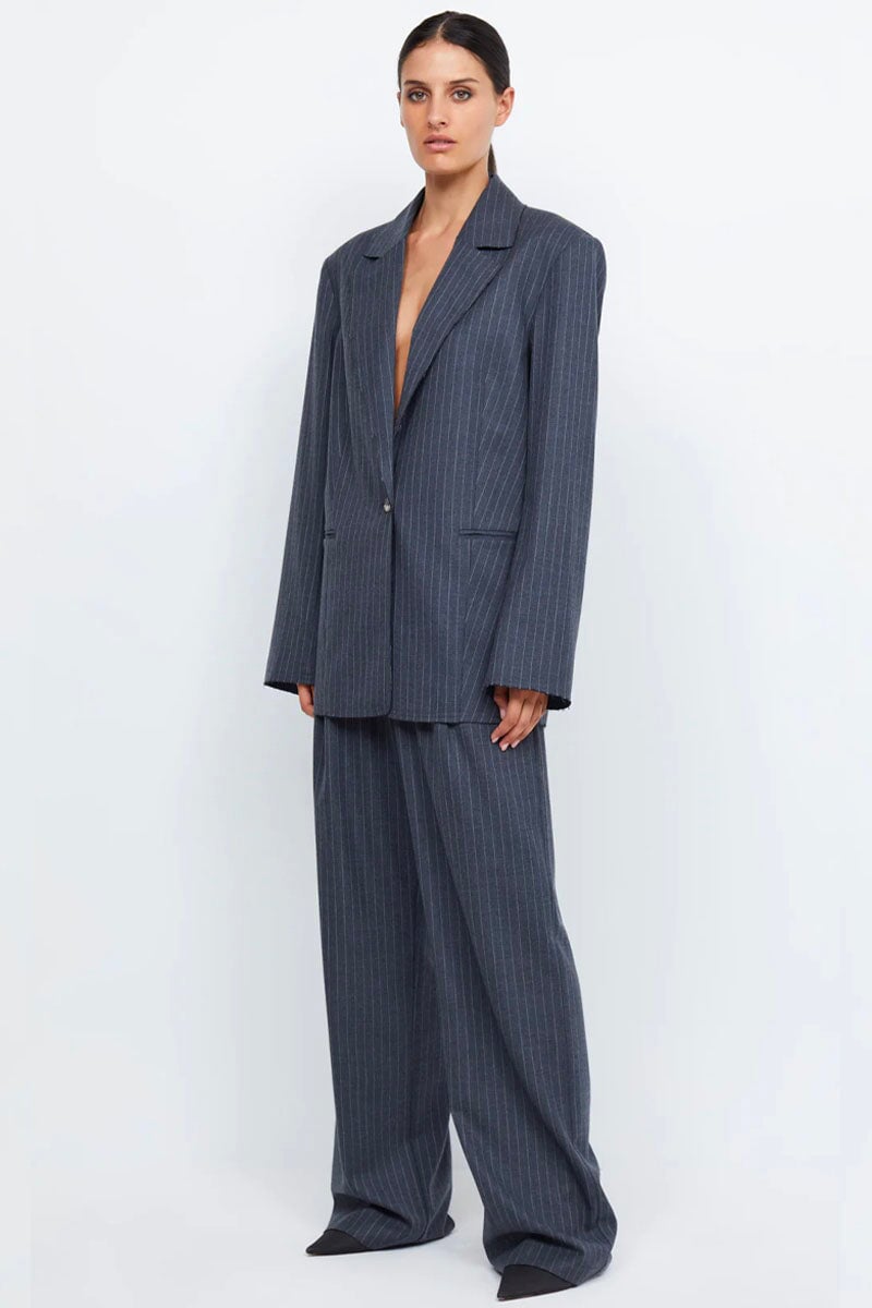PINE BLAZER-CHARCOAL PINSTRIPE Jackets Bec and Bridge 6 Charcoal Pinstripe