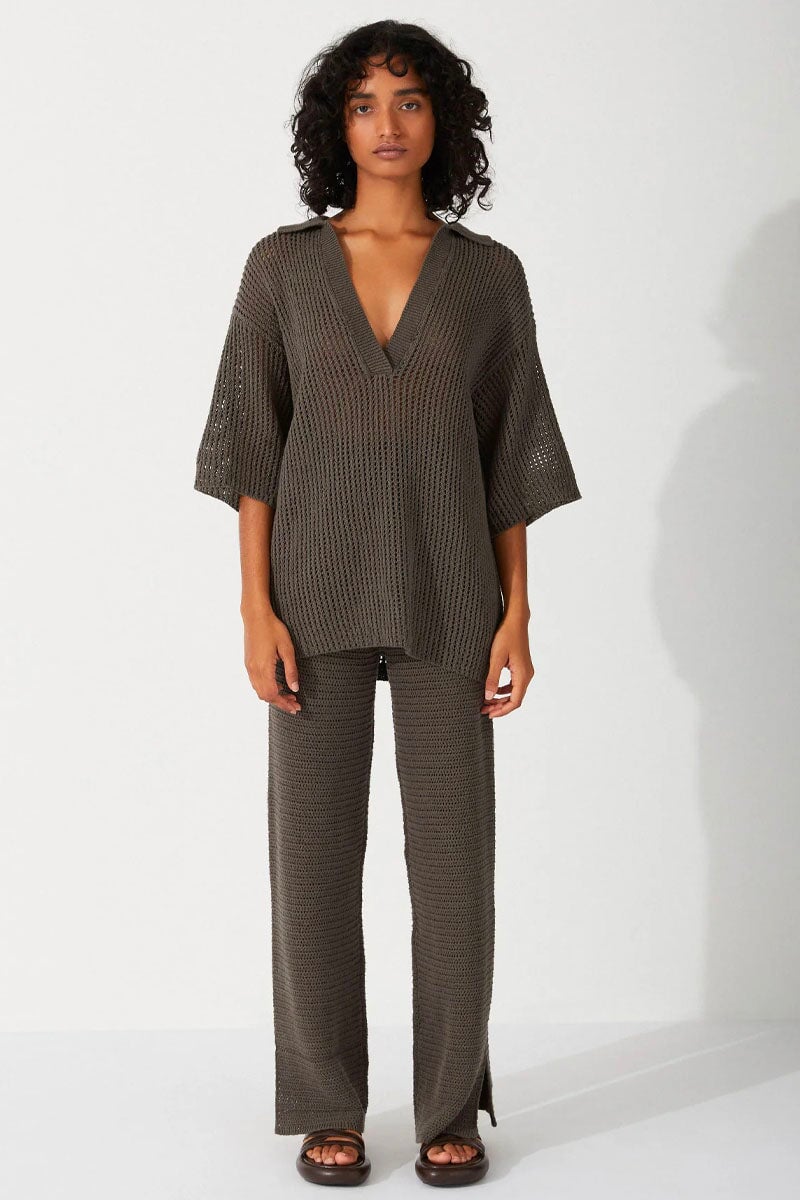 CHARCOAL COTTON CROCHET SHIRT Shirts Zulu and Zephyr