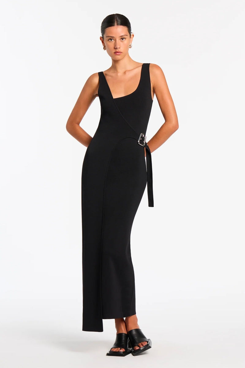 MODERNIST BELTED MIDI DRESS-NOIR Dress SIR.