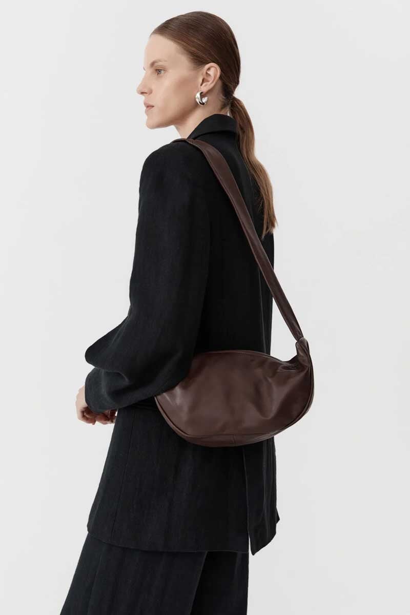 SOFT CRESCENT BAG-CHOCOLATE Bags ST AGNI