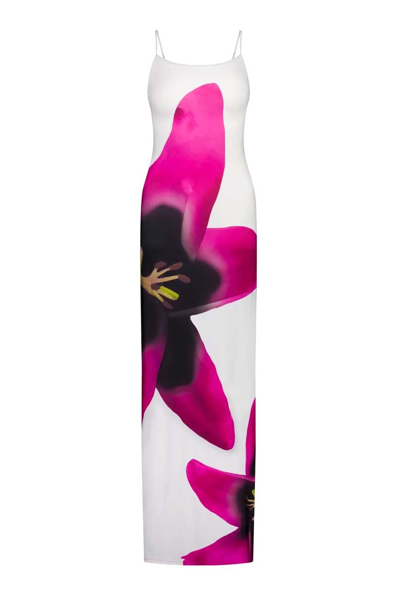SLIP DRESS-IVORY LILY FLORAL Dress With Harper LU XS Ivory Lily Floral