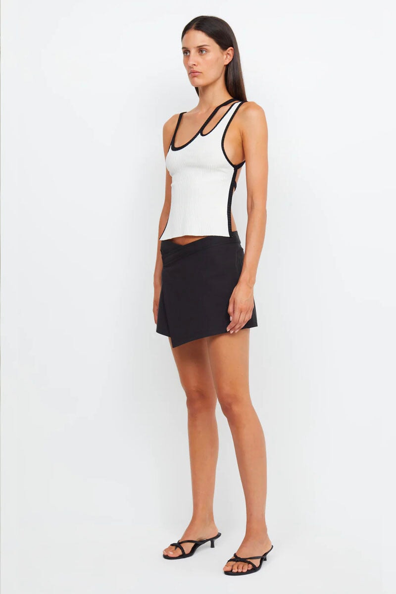 FLYNN WRAP MINI SKIRT-BLACK Skirts Bec and Bridge