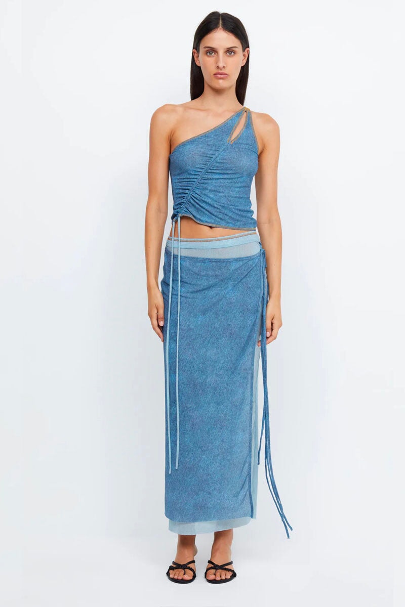 NOLA ASYM TOP-SPLICED DENIM Tops Bec and Bridge 6 Spliced Denim