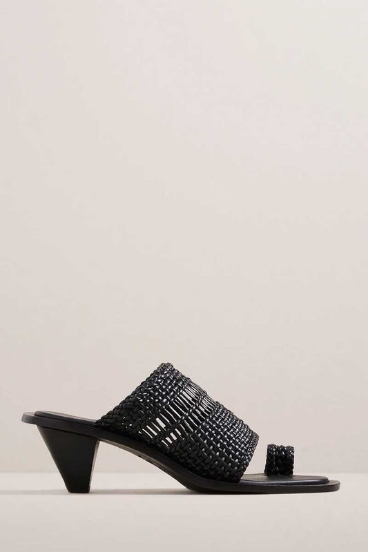 THE PENNI HEELED SANDAL-BLACK Shoes A.Emery 