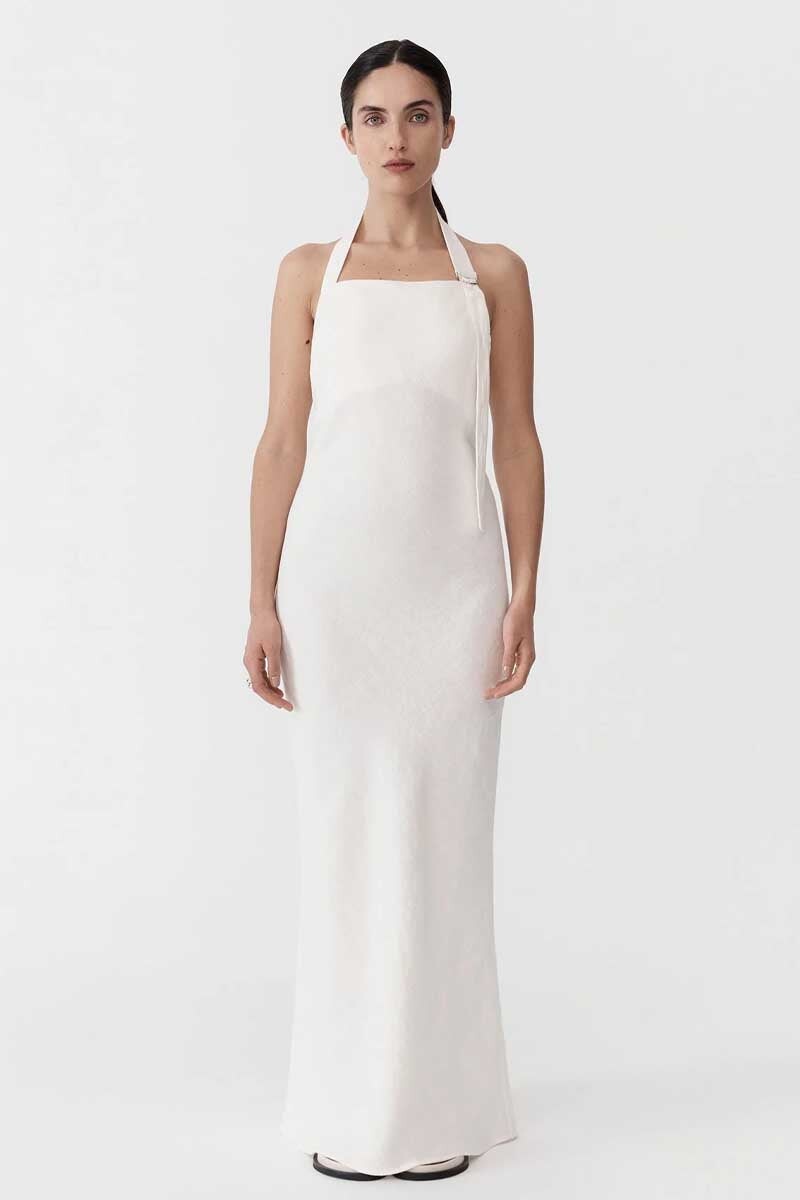 LINEN BIAS MAXI DRESS-IVORY Dress ST AGNI