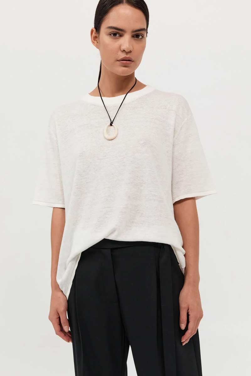 COPAIN KNIT TEE-OFF WHITE Tops ST AGNI