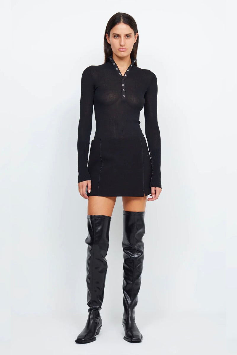 MEADOW SNAP LS KNIT TOP-BLACK Tops Bec and Bridge