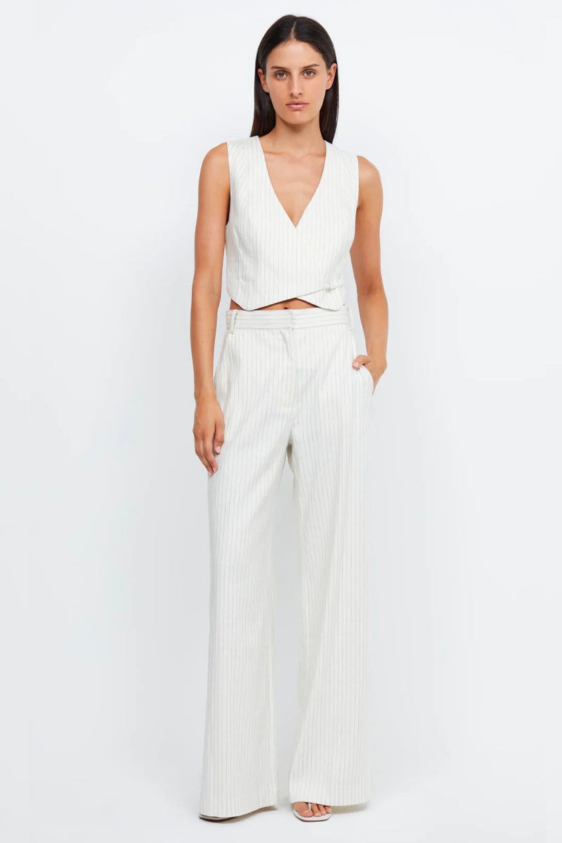 LOU PINSTRIPE VEST-IVORY PINSTRIPE Jackets Bec and Bridge 6 Ivory Pinstripe
