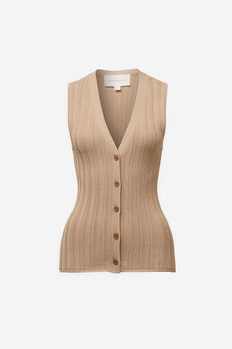 PLAZA VEST-TAN Tops Viktoria and Woods 0 Tan