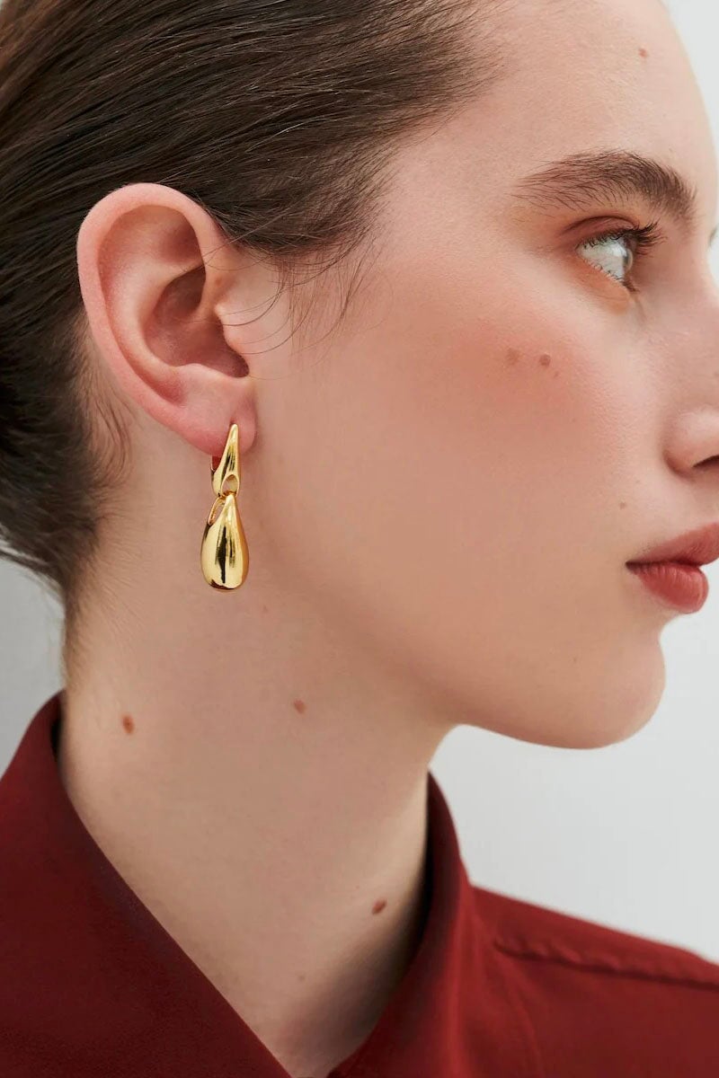 DROPLET EARRING-GOLD Jewellery Anna Rossi Jewellery
