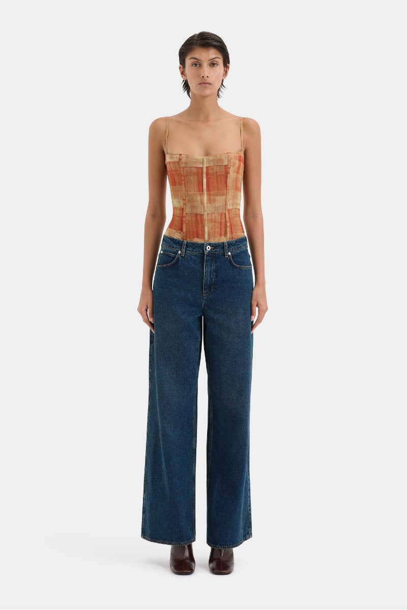 FERRERA BUSTIER-ARANCIA CHECK Tops SIR.