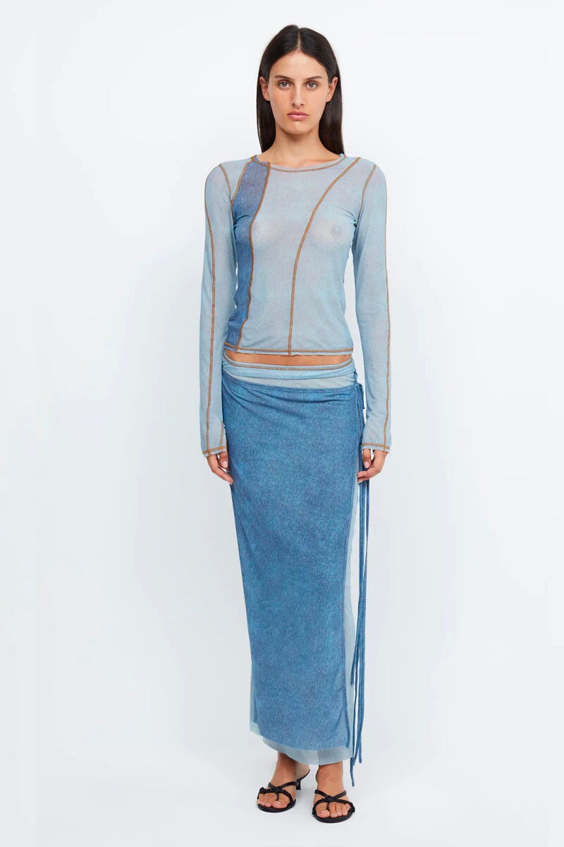 HAYDEN L/S TOP-SPLICED DENIM Tops Bec and Bridge 6 Spliced Denim