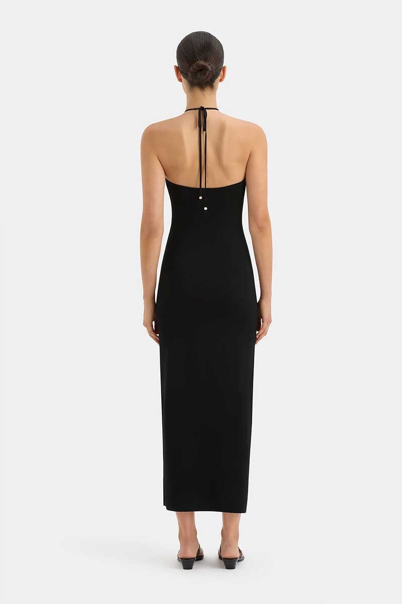 SALVADOR BEADED HALTER DRESS-BLACK Dress SIR.
