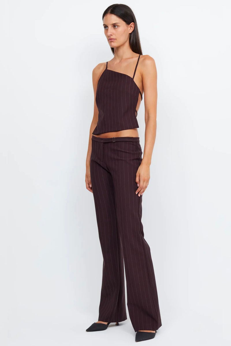 JADE STRAIGHT LEG PANT-PLUM PINSTRIPE Pants Bec and Bridge