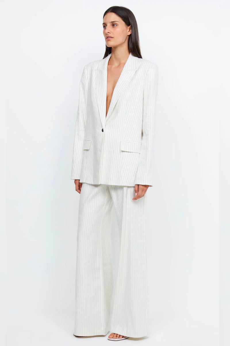 LOU PINSTRIPE BLAZER-IVORY PINSTRIPE Jackets Bec and Bridge 6 Ivory Pinstripe