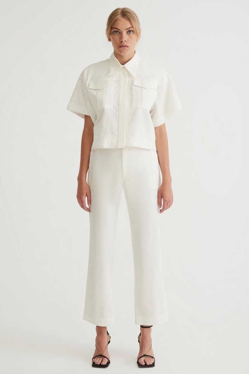 COBIE MID RISE STRAIGHT LEG TROUSER-PEARL Pants ANTIPODEAN